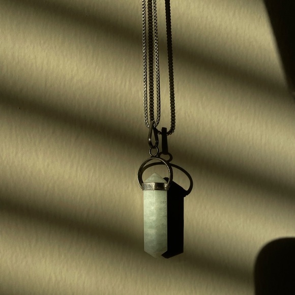 Crystal Gem Stone Pendant Necklace with Silver Hardware - Picture 2 of 6